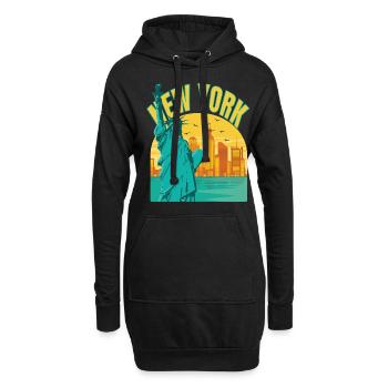 New York City Liberty Island Bridge NY Souvenir US - Hoodie-Kleid - Schwarz - Vorne