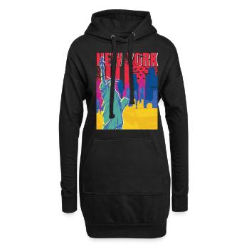 NY Souvenir New York City Liberty Island USA - Hoodie-Kleid - Schwarz - Vorne
