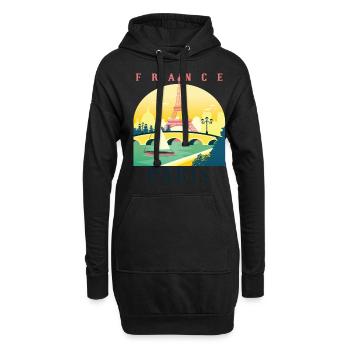 Ich liebe Paris und Eiffelturm Bonjour aus Frankre - Hoodie-Kleid - Schwarz - Vorne