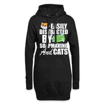 Soap Maker Easily Distracted By Soapmaking And Cat - Hoodie Dress - black - Front