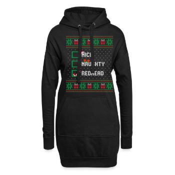 Nice Naughty Redhead Funny Christmas List Santa - Sweat-shirt à capuche long Femme - noir - Devant