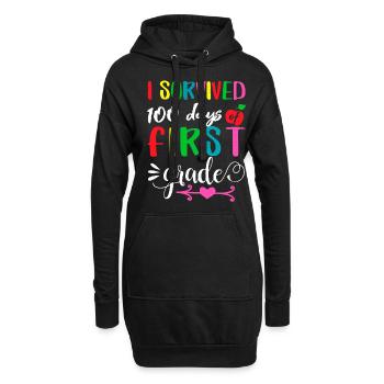 100. Tag überlebte 1. Klasse 100 Tage Schule - Hoodie-Kleid - Schwarz - Vorne