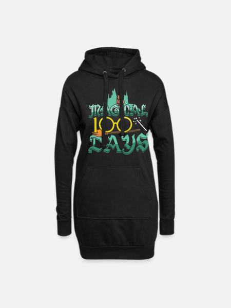 Magische 100. Tag Eule Glückliche 100 Tage Schule - Hoodie-Kleid - Schwarz