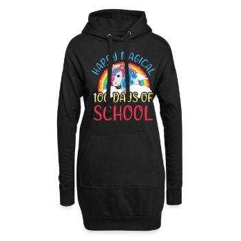 Licorne 100e jour heureux magique 100 jour d’école - Sweat-shirt à capuche long Femme - noir - Devant