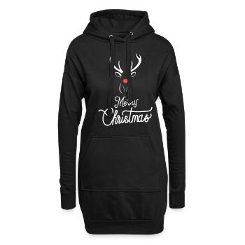 Weihnachts Rentier mit roter Nase - Hoodie-Kleid - Schwarz - Vorne