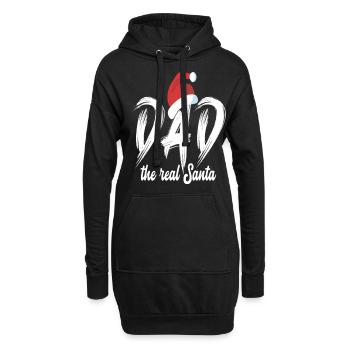 Papa de Noël le vrai Père Noël - Sweat-shirt à capuche long Femme - noir - Devant