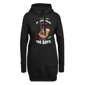 Pendre 100e jour Kawaii paresseux 100 jours d’école - Sweat-shirt à capuche long Femme - noir - Devant