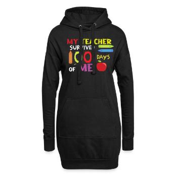 Lustiger 100. Tag Lehrer überlebt 100 Tage Schule - Hoodie-Kleid - Schwarz - Vorne