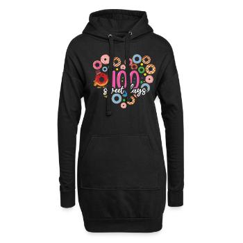 100e jour Sweet Day Joyeux 100 jours d’école - Sweat-shirt à capuche long Femme - noir - Devant
