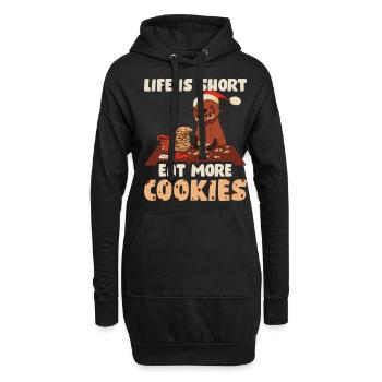 Life Is Short Eat More Cookies Funny Cookie - Hoodie-Kleid - Schwarz - Vorne