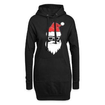 Visage cool du Père Noël avec des lunettes - Sweat-shirt à capuche long Femme - noir - Devant