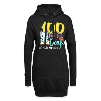 Katze Schüler der 4. Klasse 100. Tag 100 Tage Schule - Hoodie-Kleid - Schwarz - Vorne