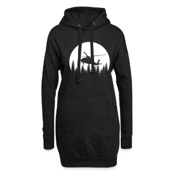 Retro Hubschrauber - Hoodie-Kleid - Schwarz - Vorne
