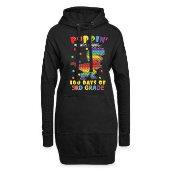 100e jour Pop 3e année Dinosaure 100 Jour d’école - Sweat-shirt à capuche long Femme - noir - Devant