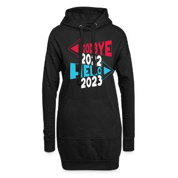 Frohes Neues Jahr 2023 Tschüss 2022 Hallo 2023 Neues Jahr - Hoodie-Kleid - Schwarz - Vorne