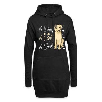 Un chien Une fille Une âme labrador - Sweat-shirt à capuche long Femme - noir - Devant