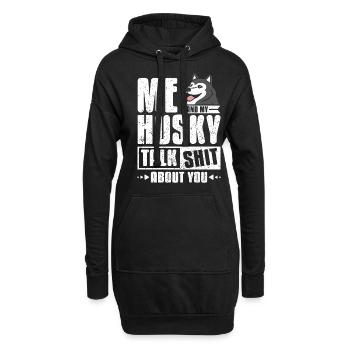 Me and my husky talk about you - Hoodie-Kleid - Schwarz - Vorne