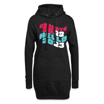 Tschüss 2022 Frohes Neues Jahr 2023 Hallo 2023 Neues Jahr - Hoodie-Kleid - Schwarz - Vorne