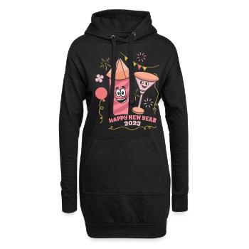 Weinfeuerwerk 2023 Neujahr Hallo 2023 Neujahr - Hoodie-Kleid - Schwarz - Vorne