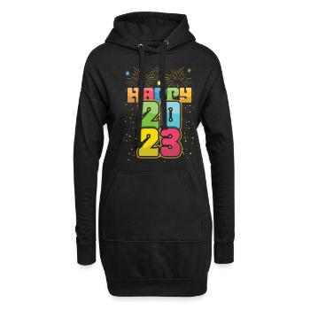 Vintage New Year 2023 Hallo 2023 Groovy New Year - Hoodie-Kleid - Schwarz - Vorne