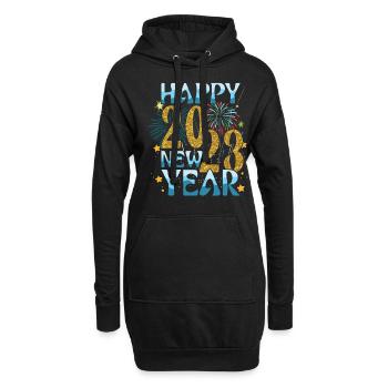 Familie Neujahr Feiern 2023 Hallo 2023 Neujahr - Hoodie-Kleid - Schwarz - Vorne