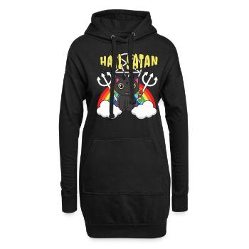 Kawaii Satan Arc-en-ciel Diable Metal Musique Amateur de Rock - Sweat-shirt à capuche long Femme - noir - Devant
