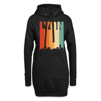 Lyon Frankreich Skyline - Hoodie-Kleid - Schwarz - Vorne