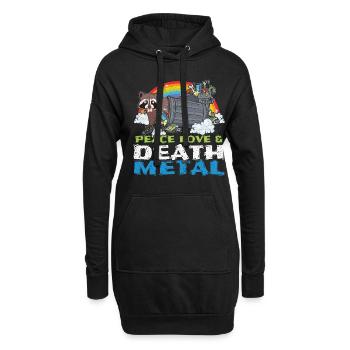 Trash Racoon Love Peace Metal Music Heavy Rock - Hoodie-Kleid - Schwarz - Vorne