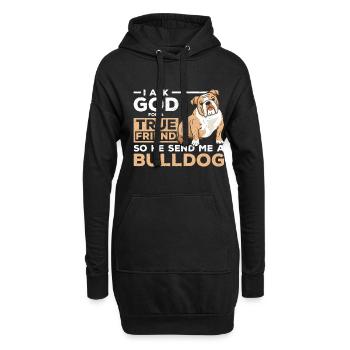 Véritable ami dieu envoie-moi un bouledogue - Sweat-shirt à capuche long Femme - noir - Devant
