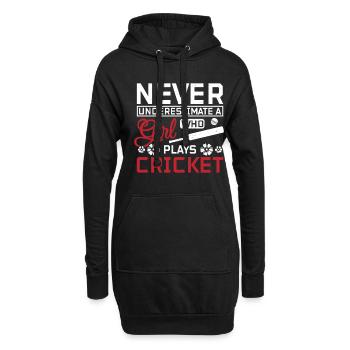 Never underastemae a girl who plays cricket - Hoodie-Kleid - Schwarz - Vorne