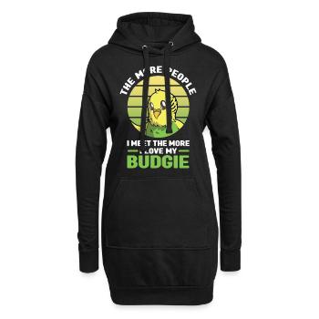 Wellensittich | Haustier Vogel Lesen Buch Geschenk - Hoodie-Kleid - Schwarz - Vorne