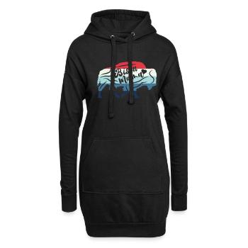 Retro Bison Mum Kuh Bison Büffel Wasserbüffel - Hoodie-Kleid - Schwarz - Vorne