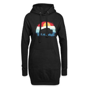 Rétro Vache Bison Buffle d’eau Buffle Silhouette - Sweat-shirt à capuche long Femme - noir - Devant