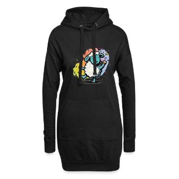 Lustige Bunte Schafe - Hoodie-Kleid - Schwarz - Vorne