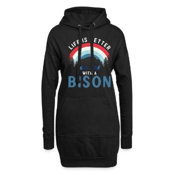 Life Is Better With A Bison Kuh Bison Büffel - Hoodie-Kleid - Schwarz - Vorne