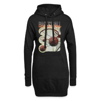 Basketball Basketballer Korb Dunking Sport Vintage - Hoodie-Kleid - Schwarz - Vorne