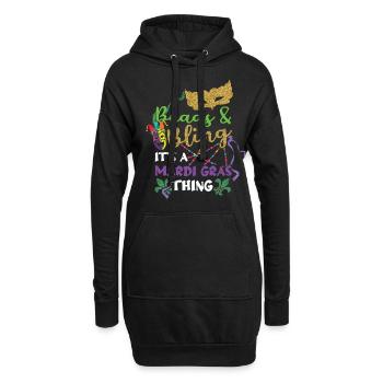 Beads Bling Thing Festival Parade Mardi Gras - Hoodie-Kleid - Schwarz - Vorne