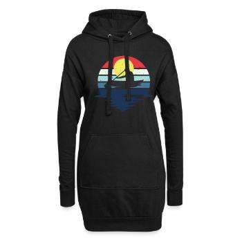Retro Kajak Kayak Kanu Wassersport Paddelsport - Hoodie-Kleid - Schwarz - Vorne