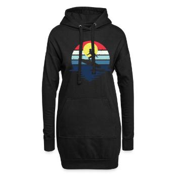 Retro Surfer Surfbrett Wassersport Wasser Surfen - Hoodie-Kleid - Schwarz - Vorne