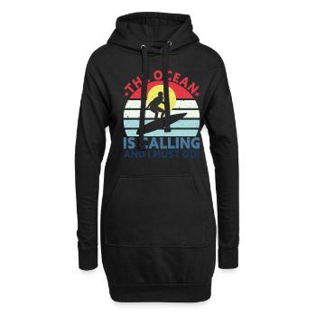 Retro Surfer Surfbrett Wassersport Wasser Surfen - Hoodie-Kleid - Schwarz - Vorne