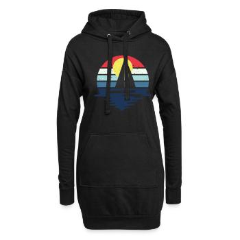 Retro Segeln Boot Segelboot Skipper Katamaran - Hoodie-Kleid - Schwarz - Vorne