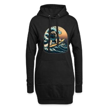 Mops Kanagawa Japanische Kunst - Hoodie-Kleid - Schwarz - Vorne