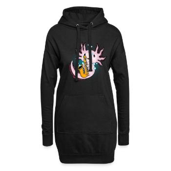 Axolotl Jazz Musik Geschenk Kinder Saxophon - Hoodie-Kleid - Schwarz - Vorne