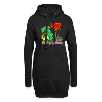Jazz Musik Orchester Kinder Dinosaurier Saxophon - Hoodie-Kleid - Schwarz - Vorne