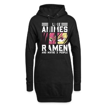 J’aime les animes Ramen et 3 personnes qui disent - Sweat-shirt à capuche long Femme - noir - Devant
