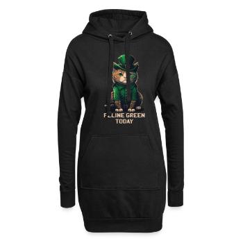 Feline Green Today St. Patty Day - Hoodie-Kleid - Schwarz - Vorne