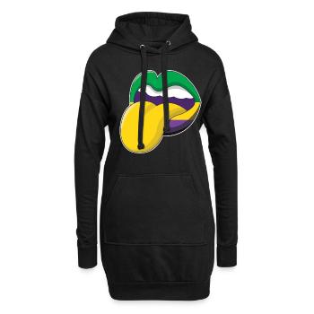 Tongue Lips Festival Parade Beads Mardi Gras - Hoodie-Kleid - Schwarz - Vorne