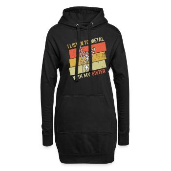Vintage Metal With Sister Metal Kid Music Lover - Hoodie-Kleid - Schwarz - Vorne