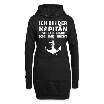 Kapitän Bootsschein Segeln Boot - Hoodie-Kleid - Schwarz - Vorne