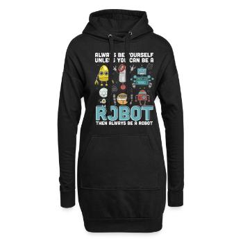 Roboter - Hoodie-Kleid - Schwarz - Vorne